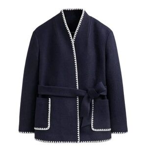 BODEN NWT Navy Blue Women's Jacket with White Trim
